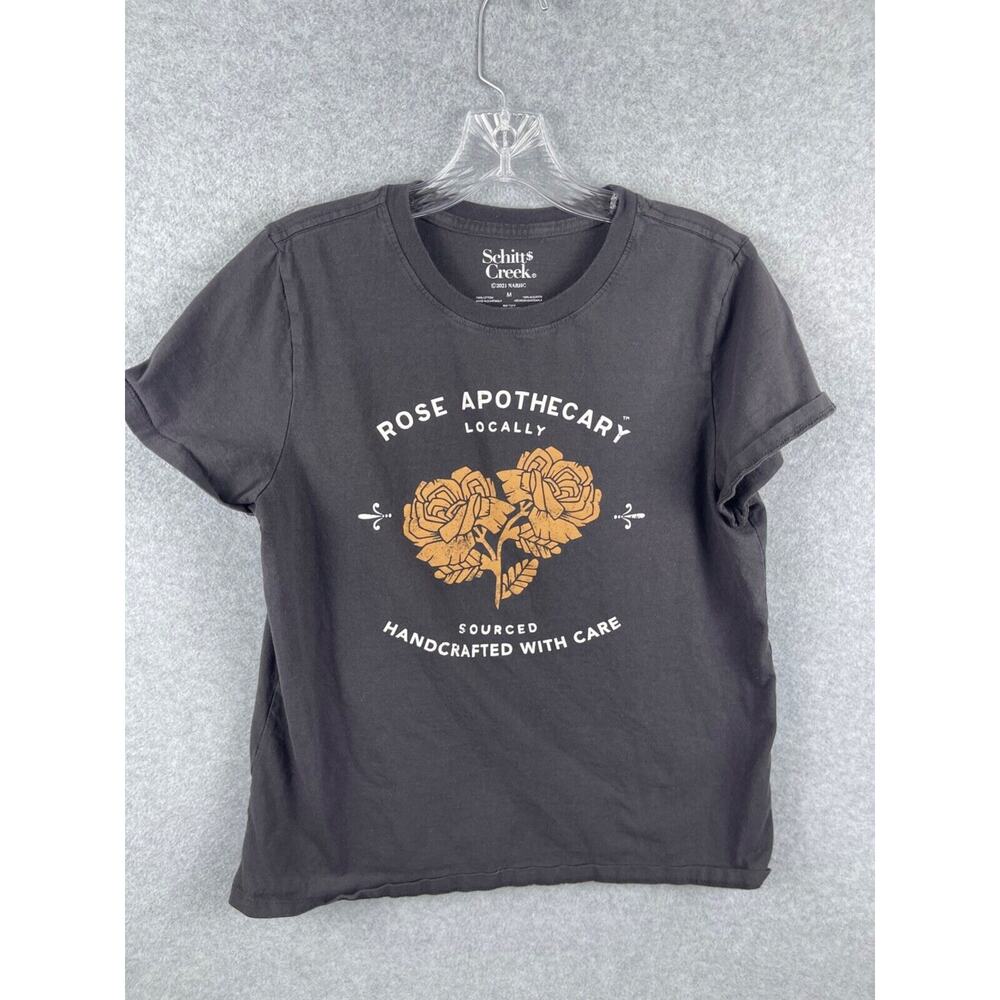 Schitts Creek Rose Apothecary‎ Shirt Women's M Black Short Sleeve Comedy TV Show